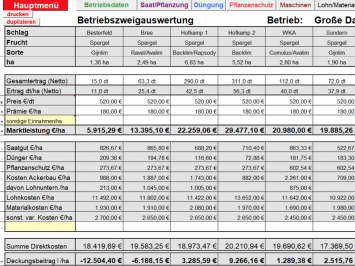 Betriebszweigsauswertung